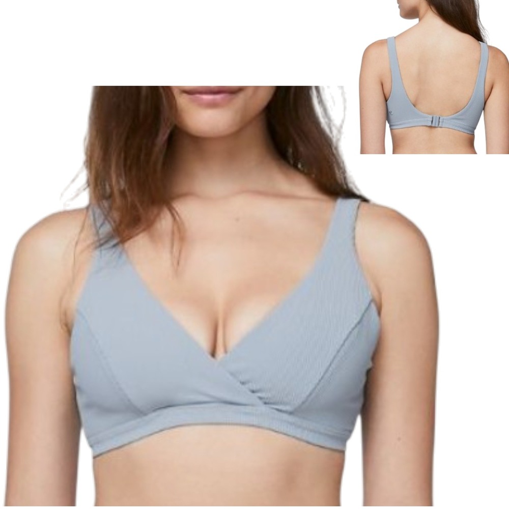 Lululemon Clear Water Ribbed Bikini Swim Bra, Chambray